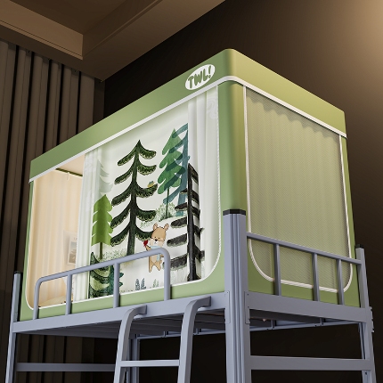 91家纺网 家纺一手货源 找家纺 （总）2025新款升级静电非涂层环保全遮光床帘款学生上下铺蚊帐宿舍单人床通用印花