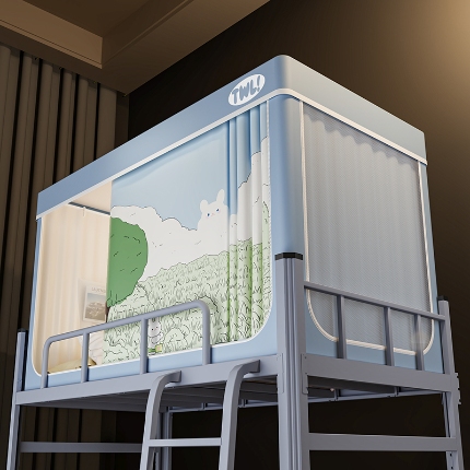 91家纺网 家纺一手货源 找家纺 （总）2025新款升级静电非涂层环保全遮光床帘款学生上下铺蚊帐宿舍单人床通用印花