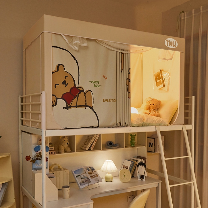 91家纺网 家纺一手货源 找家纺 （总）2025新款升级静电非涂层环保全遮光床帘款学生上下铺蚊帐宿舍单人床通用印花