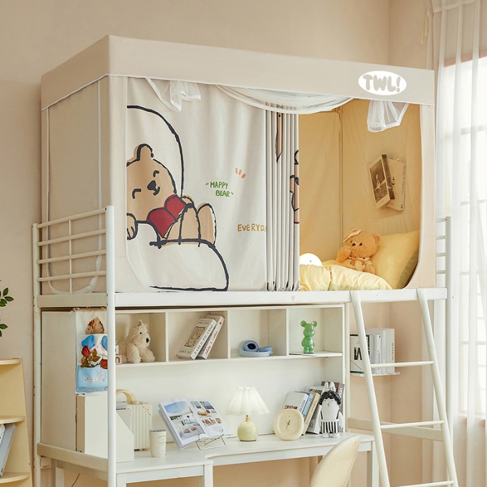 91家纺网 家纺一手货源 找家纺 （总）2025新款升级静电非涂层环保全遮光床帘款学生上下铺蚊帐宿舍单人床通用印花