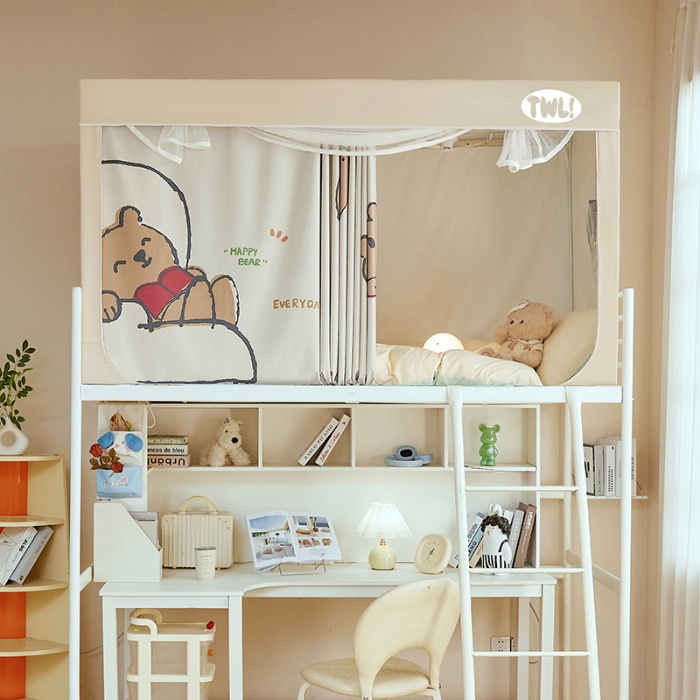 91家纺网 家纺一手货源 找家纺 （总）2025新款升级静电非涂层环保全遮光床帘款学生上下铺蚊帐宿舍单人床通用印花