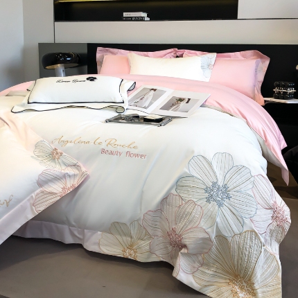 91家纺网 家纺一手货源 找家纺 （总）2025新款新款全棉刺绣四件套-绚丽【高档礼盒包装】