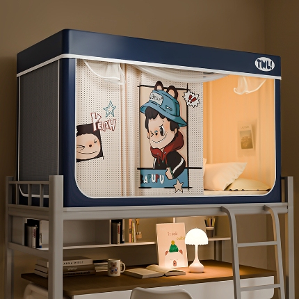 91家纺网 家纺一手货源 找家纺 （总）2025新款升级静电非涂层环保全遮光床帘款学生上下铺蚊帐宿舍单人床通用印花