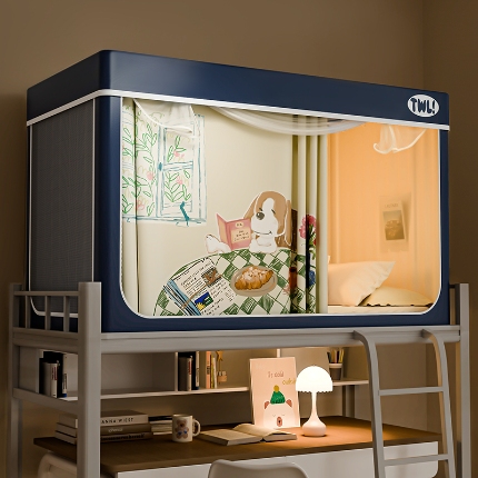 91家纺网 家纺一手货源 找家纺 （总）2025新款升级静电非涂层环保全遮光床帘款学生上下铺蚊帐宿舍单人床通用印花