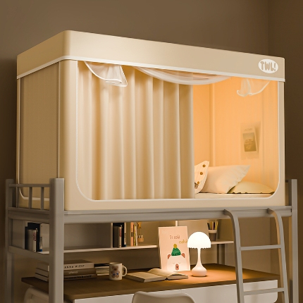 91家纺网 家纺一手货源 找家纺 （总）2025新款升级静电非涂层环保全遮光床帘款学生上下铺蚊帐宿舍单人床通用印花