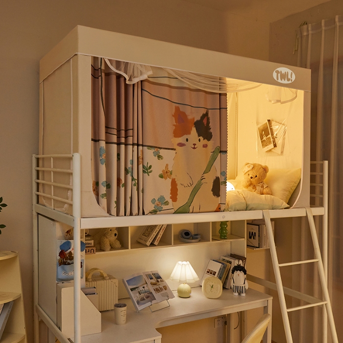 91家纺网 家纺一手货源 找家纺 （总）2025新款升级静电非涂层环保全遮光床帘款学生上下铺蚊帐宿舍单人床通用印花