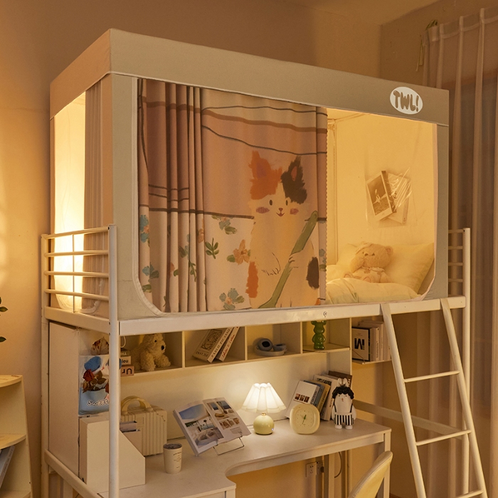 91家纺网 家纺一手货源 找家纺 （总）2025新款升级静电非涂层环保全遮光床帘款学生上下铺蚊帐宿舍单人床通用印花