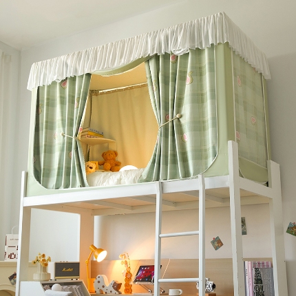 91家纺网 家纺一手货源 找家纺 （总）2025新款强遮光一体式隔音蚊帐大学生宿舍床帘上下铺通用花边窗帘学生蚊帐