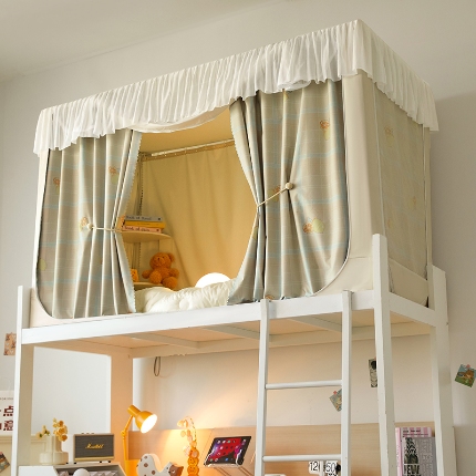 91家纺网 家纺一手货源 找家纺 （总）2025新款强遮光一体式隔音蚊帐大学生宿舍床帘上下铺通用花边窗帘学生蚊帐