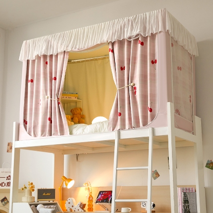 91家纺网 家纺一手货源 找家纺 （总）2025新款强遮光一体式隔音蚊帐大学生宿舍床帘上下铺通用花边窗帘学生蚊帐