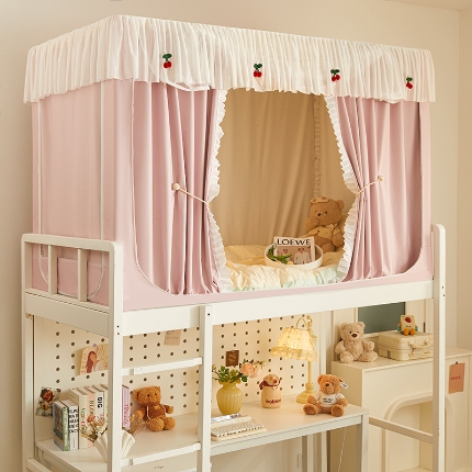 91家纺网 家纺一手货源 找家纺 （总）2025新款强遮光一体式隔音蚊帐大学生宿舍床帘上下铺通用花边窗帘学生蚊帐