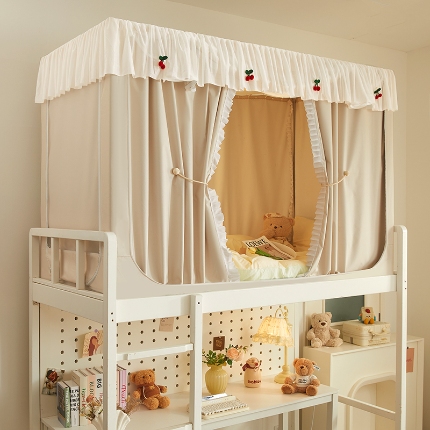 91家纺网 家纺一手货源 找家纺 （总）2025新款强遮光一体式隔音蚊帐大学生宿舍床帘上下铺通用花边窗帘学生蚊帐