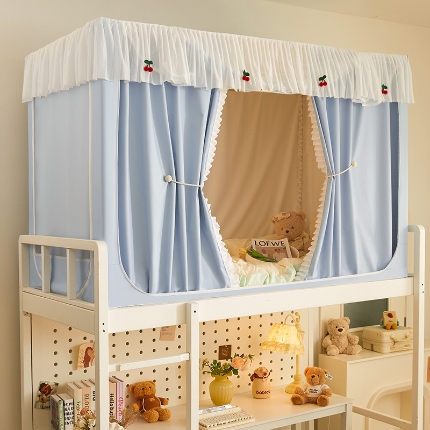 91家纺网 家纺一手货源 找家纺 （总）2025新款强遮光一体式隔音蚊帐大学生宿舍床帘上下铺通用花边窗帘学生蚊帐