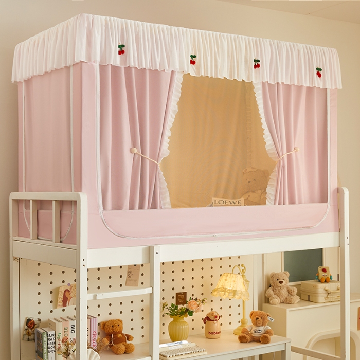 91家纺网 家纺一手货源 找家纺 （总）2025新款强遮光一体式隔音蚊帐大学生宿舍床帘上下铺通用花边窗帘学生蚊帐