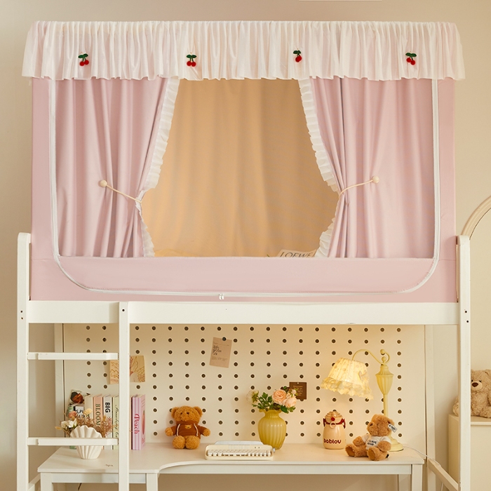 91家纺网 家纺一手货源 找家纺 （总）2025新款强遮光一体式隔音蚊帐大学生宿舍床帘上下铺通用花边窗帘学生蚊帐