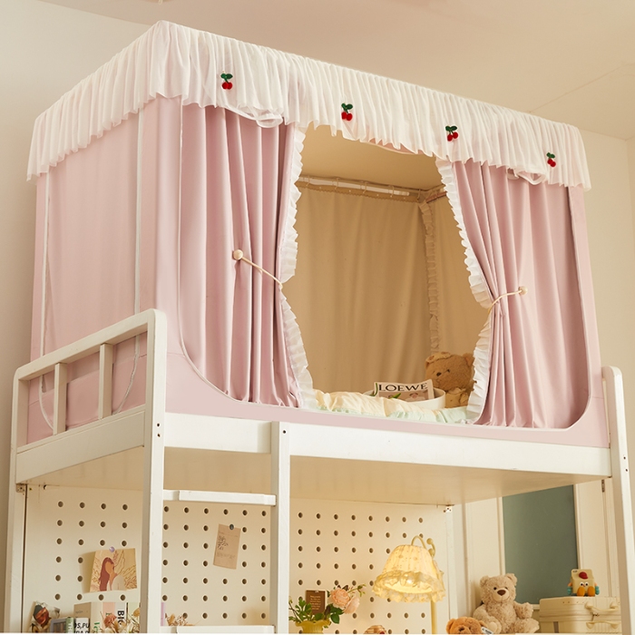 91家纺网 家纺一手货源 找家纺 （总）2025新款强遮光一体式隔音蚊帐大学生宿舍床帘上下铺通用花边窗帘学生蚊帐