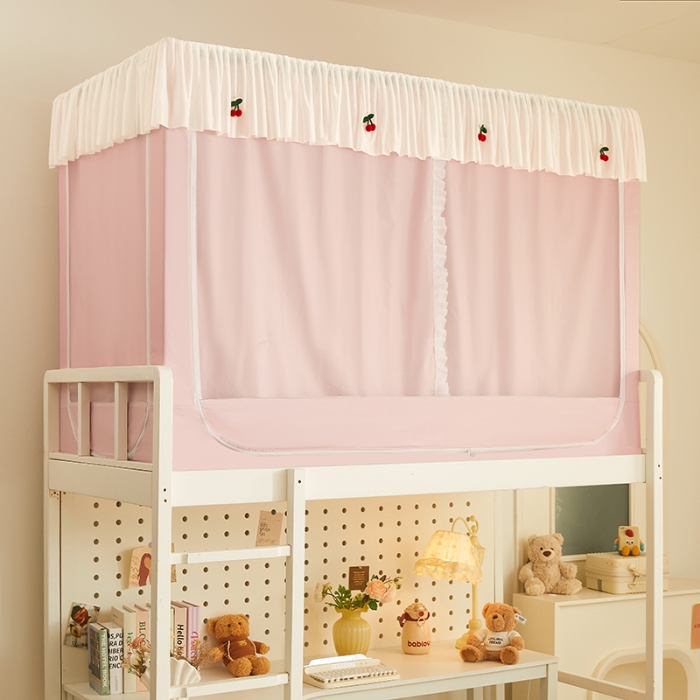 91家纺网 家纺一手货源 找家纺 （总）2025新款强遮光一体式隔音蚊帐大学生宿舍床帘上下铺通用花边窗帘学生蚊帐