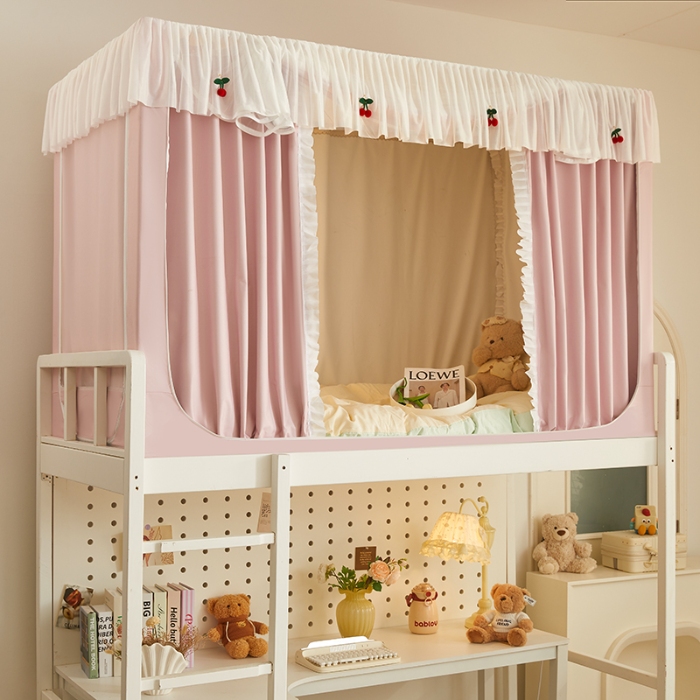 91家纺网 家纺一手货源 找家纺 （总）2025新款强遮光一体式隔音蚊帐大学生宿舍床帘上下铺通用花边窗帘学生蚊帐