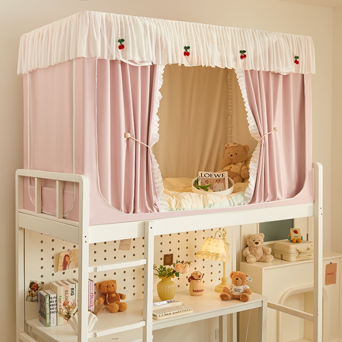 91家纺网 家纺一手货源 找家纺 （总）2025新款强遮光一体式隔音蚊帐大学生宿舍床帘上下铺通用花边窗帘学生蚊帐