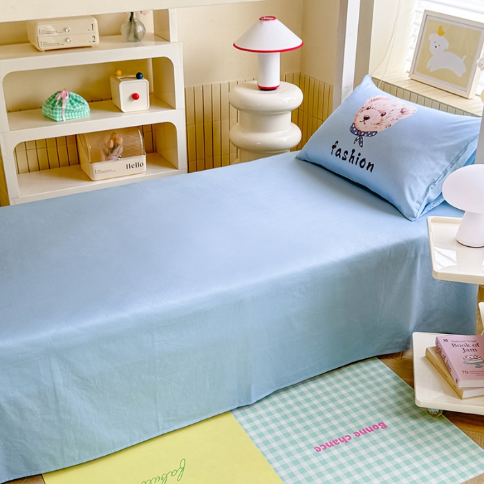 91家纺网 家纺一手货源 找家纺 （总）2025新款专版花型 学生季上下铺全棉长绒棉纯棉数码印花卡通三件套四件套-小熊比尔