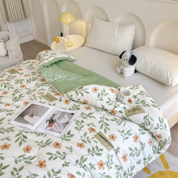 91家纺网 家纺一手货源 找家纺 （总）小石头家纺 2025新款A类全棉纯棉印花豆豆绒大豆被冬被春秋被被子被芯