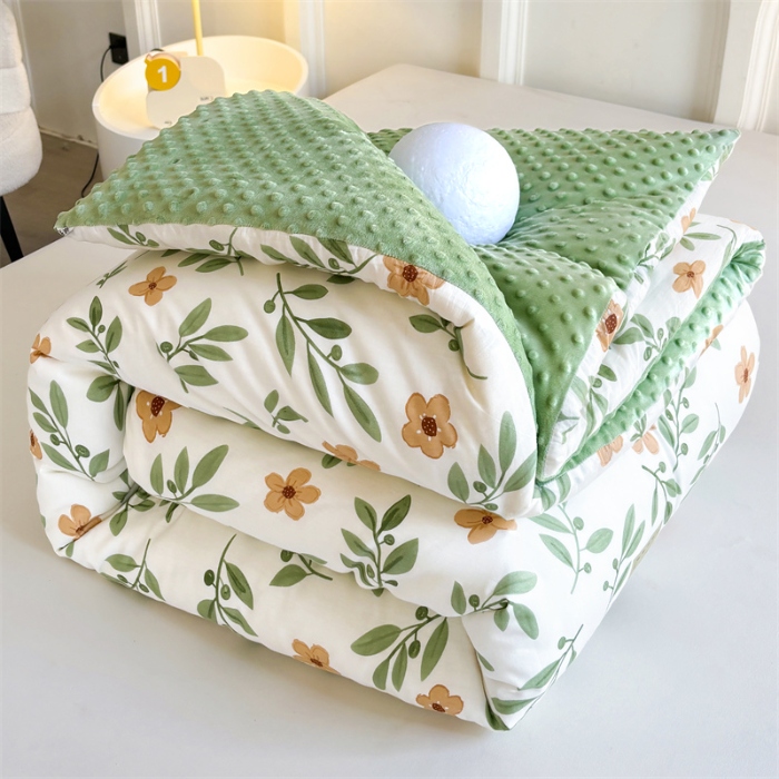 91家纺网 家纺一手货源 找家纺 （总）小石头家纺 2025新款A类全棉纯棉印花豆豆绒大豆被冬被春秋被被子被芯