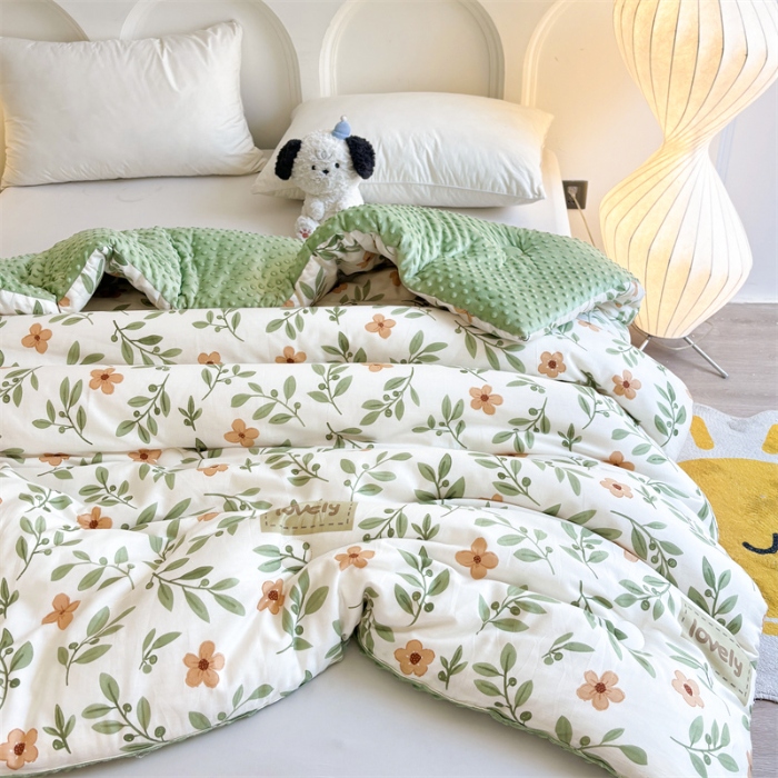 91家纺网 家纺一手货源 找家纺 （总）小石头家纺 2025新款A类全棉纯棉印花豆豆绒大豆被冬被春秋被被子被芯