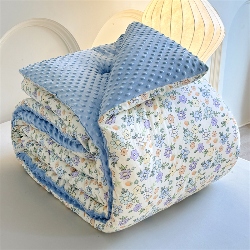 91家纺网 家纺一手货源 找家纺 米萝家居 2025新款A类全棉纯棉印花豆豆绒大豆被冬被春秋被被子被芯 梦溪小花,梦溪小花