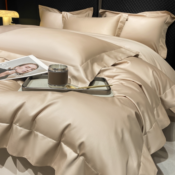 91家纺网 家纺一手货源 找家纺 （总）星蕴家纺 2025新款纯色澳棉长绒棉摩卡系列四件套