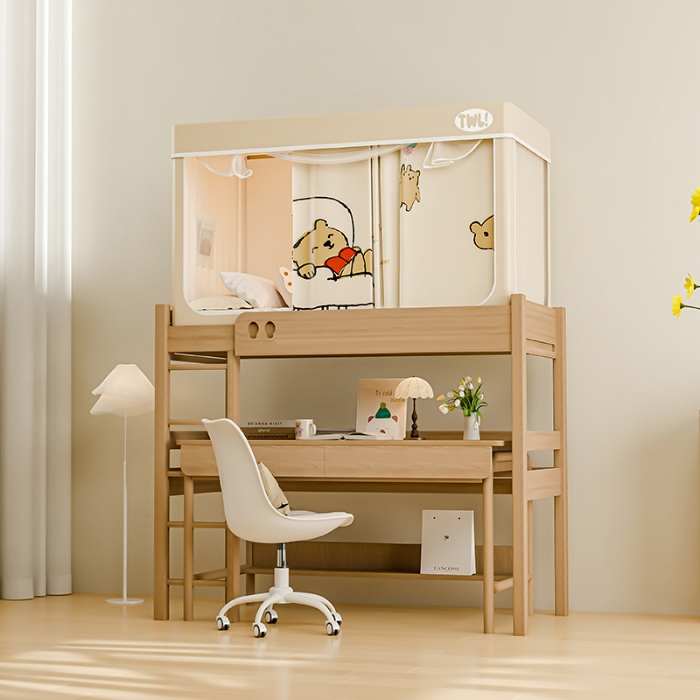 91家纺网 家纺一手货源 找家纺 （总）2025新款学生植绒印花坐床蚊帐全遮光宿舍单人床上下铺通用环保透气数码印花物理强遮光