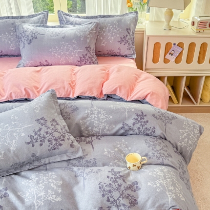 91家纺网 家纺一手货源 找家纺 （总）植物羊绒新花型磨毛四件套单被套四件套床上用品