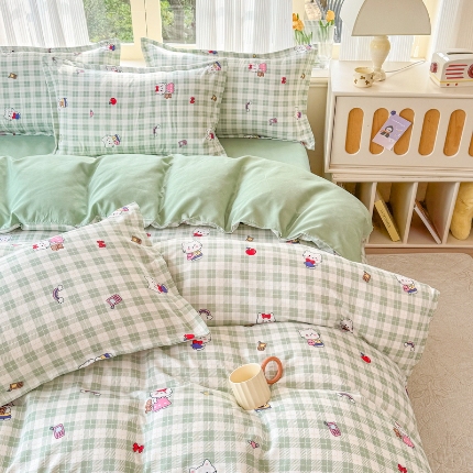 91家纺网 家纺一手货源 找家纺 （总）植物羊绒新花型磨毛四件套单被套四件套床上用品