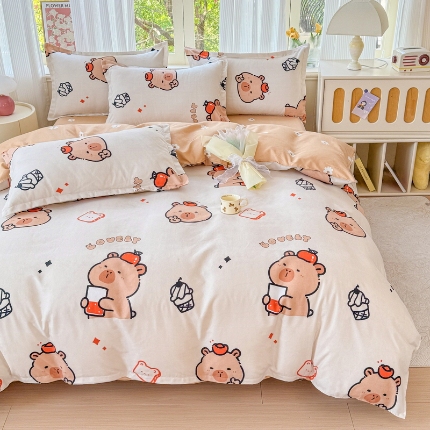 91家纺网 家纺一手货源 找家纺 （总）2025加厚生态磨毛植物羊绒床上用品四件套高克重套件