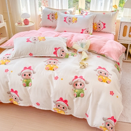 91家纺网 家纺一手货源 找家纺 （总）梦舒阳 2025高克重生态棉植物羊绒四件套单被套床单款床笠款床品套件爆款