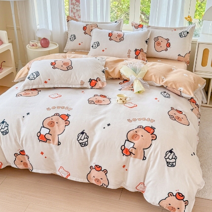 91家纺网 家纺一手货源 找家纺 （总）梦舒阳 2025高克重生态棉植物羊绒四件套单被套床单款床笠款床品套件爆款