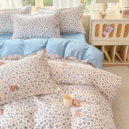 91家纺网 家纺一手货源 找家纺 （总）新品磨毛四件套植物羊绒床品套件单被套四件套床单款床笠款套件四季款