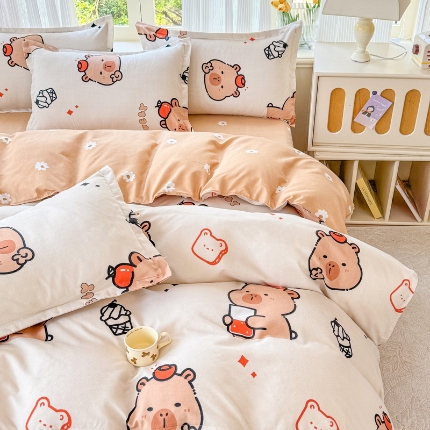 91家纺网 家纺一手货源 找家纺 （总）新品磨毛四件套植物羊绒床品套件单被套四件套床单款床笠款套件四季款