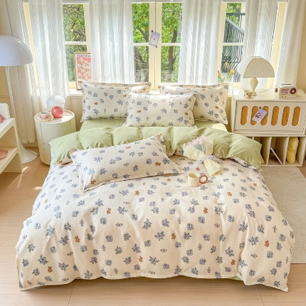 91家纺网 家纺一手货源 找家纺 加厚长绒棉磨毛四件套磨绒棉植物羊绒四件套高克重