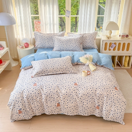 91家纺网 家纺一手货源 找家纺 加厚长绒棉磨毛四件套磨绒棉植物羊绒四件套高克重