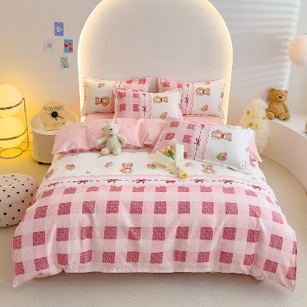 91家纺网 家纺一手货源 找家纺 加厚长绒棉磨毛四件套磨绒棉植物羊绒四件套高克重