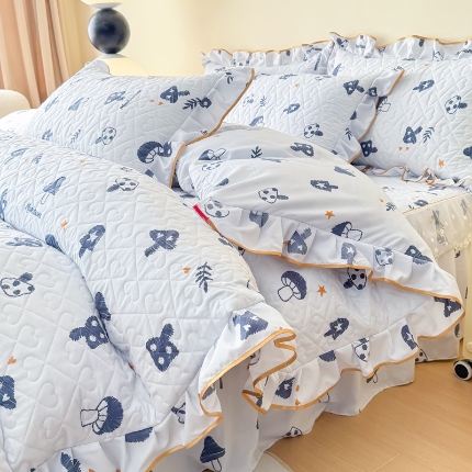 91家纺网 家纺一手货源 找家纺 （总）2025云朵棉多功能印花全夹棉床裙四件套 夹棉被套空调被蕾丝花边加棉床裙三件套枕套夏被单品