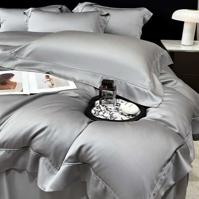 91家纺网 家纺一手货源 找家纺 （总）【兰精公司授权】星蕴家纺 2025新款奥地利兰精天丝莱赛尔纯色埋绳款四件套-莱恩