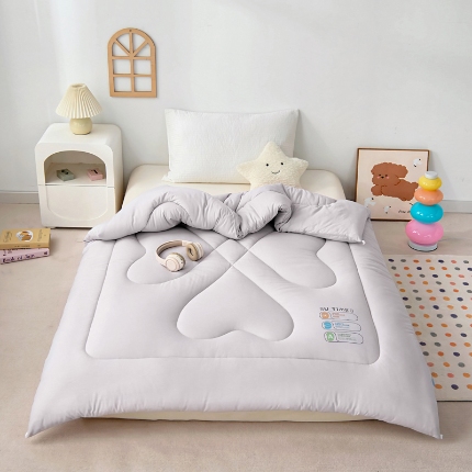 御棉坊 2025新款素色烫印春秋冬被被子被芯 浅山灰