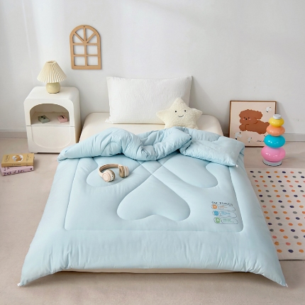 御棉坊 2025新款素色烫印春秋冬被被子被芯 碧落蓝