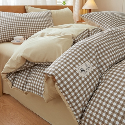 91家纺网 家纺一手货源 找家纺 （总）恋人优选2025新款纯色40支13070全棉四件套纯棉被套床单床笠款学生宿舍上下铺三件套