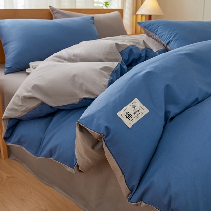 91家纺网 家纺一手货源 找家纺 （总）恋人优选2025新款纯色40支13070全棉四件套纯棉被套床单床笠款学生宿舍上下铺三件套