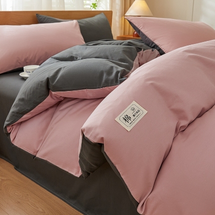 91家纺网 家纺一手货源 找家纺 （总）恋人优选2025新款纯色40支13070全棉四件套纯棉被套床单床笠款学生宿舍上下铺三件套