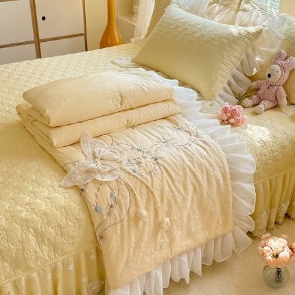 （总）苏米娜家纺2025春夏新品韩版甜美公主风超柔水洗棉夏被 被套夹棉床盖四件套