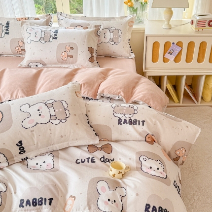 91家纺网 家纺一手货源 找家纺 （总）新品秋冬加厚磨毛植物羊绒四件套四季款床单款床笠款四件套床品长绒棉套件