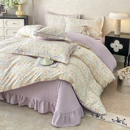 91家纺网 家纺一手货源 找家纺 （总）富之航 2025爆款床盖四件套加厚床盖直播爆款小清新床盖四件套